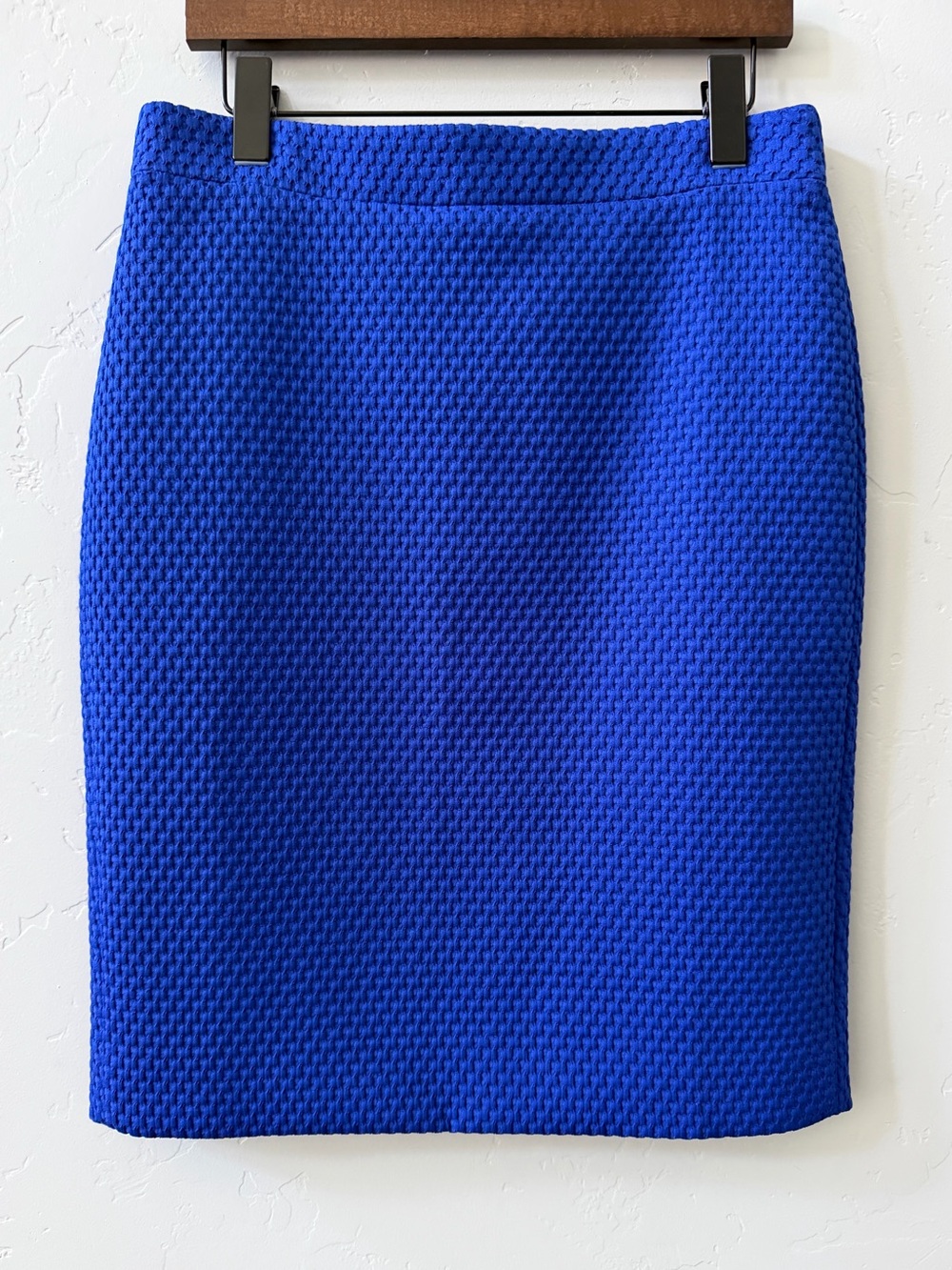 J.Crew No. 2 Pencil Skirt Size 8 Cobalt Blue Textured Office Workwear Preppy - Picture 2 of 10